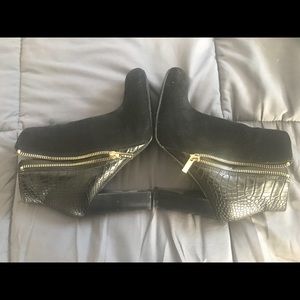 Beautiful Iman black suede booties. Size 8 1/2